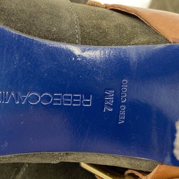 Rebecca Minkoff Dark Olive Green Suede w Buckle Bliss Boots Size 7.5M - Picture 10 of 11